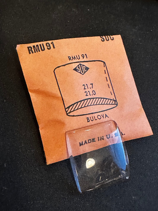SUC Rocket Crystal RMU 91 for Bulova - 21.7 x 21.0mm - New