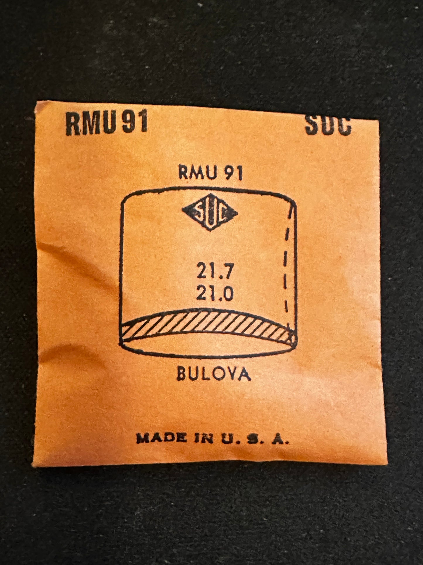 SUC Rocket Crystal RMU 91 for Bulova - 21.7 x 21.0mm - New