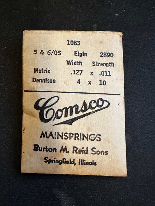 Comsco Mainspring #1083 for Elgin 5/0 & 6/0s Factory No. 2890 - Steel