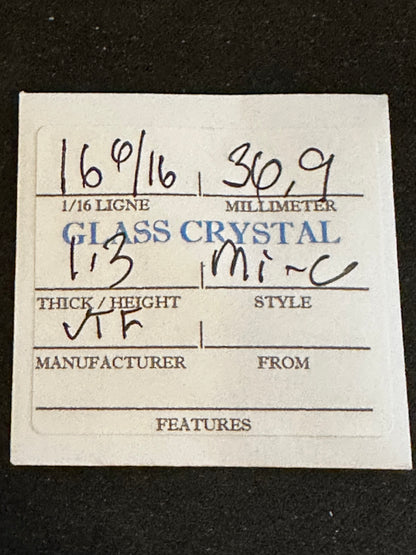 VTF Vintage Glass Pocket Watch Crystal 16-6/16 (~36.9mm) - NOS