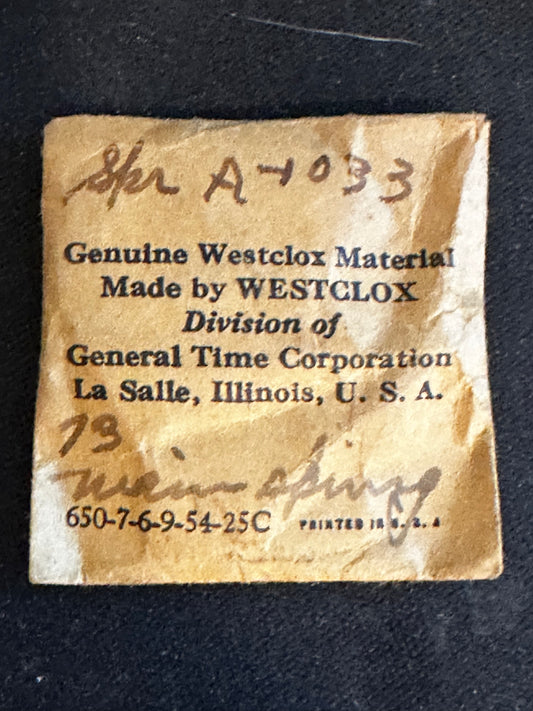 Westclox Factory Alarn Clock Mainpring SPR A-1033