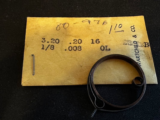 Swartchild OPEN LOOP Clock Mainspring - 1/8" x .008" x 16" Long - No. 80-976