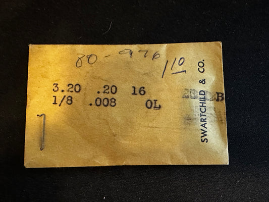 Swartchild OPEN LOOP Clock Mainspring - 1/8" x .008" x 16" Long - No. 80-976