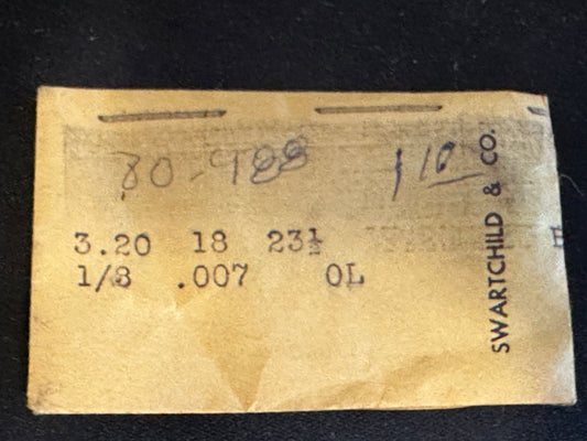 Swartchild OPEN LOOP Clock Mainspring - 1/8" x .007" x 23½" Long - No. 80-988