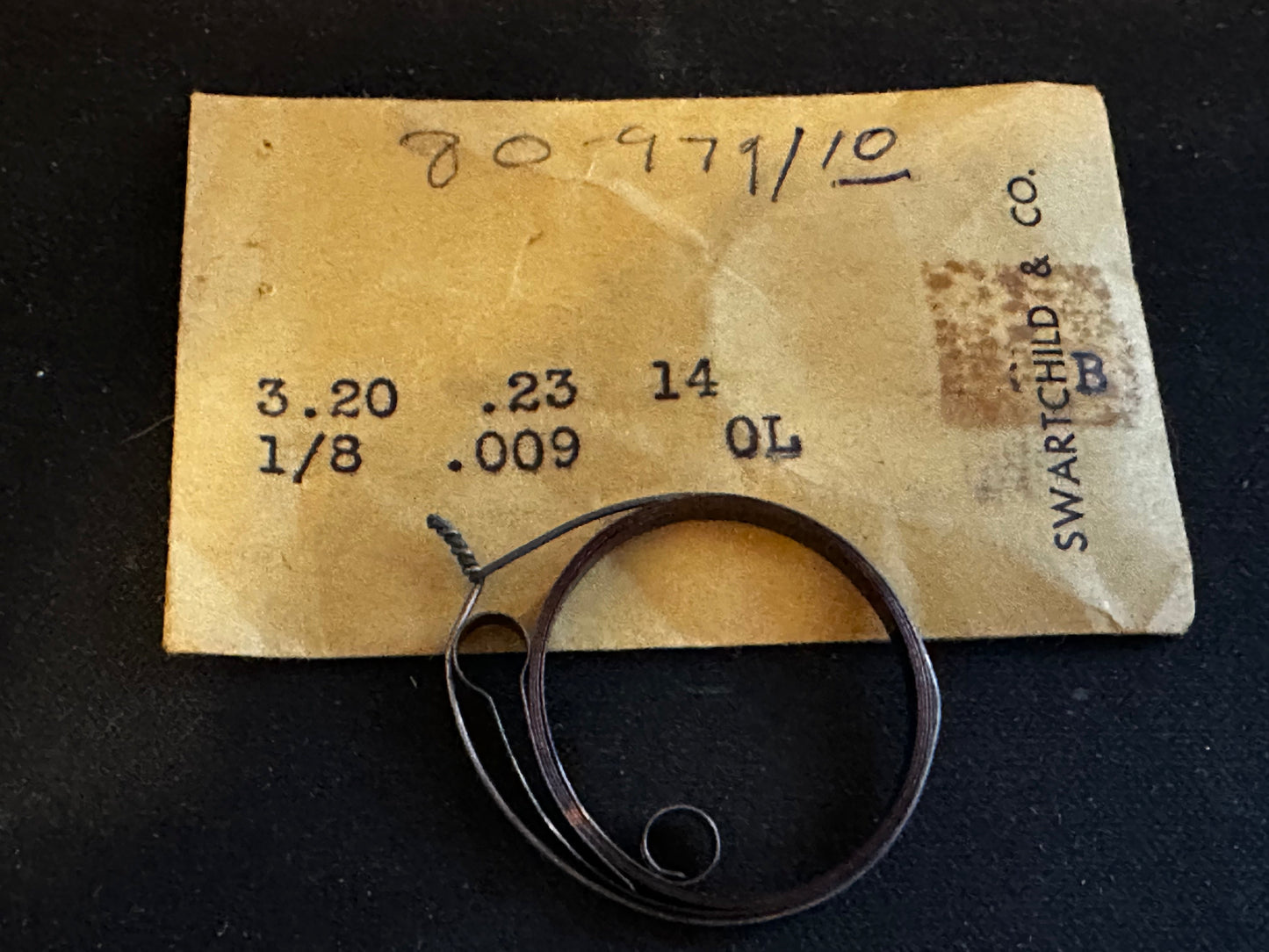 Swartchild OPEN LOOP Clock Mainspring - 1/8" x .009" x 14" Long - No. 80-979