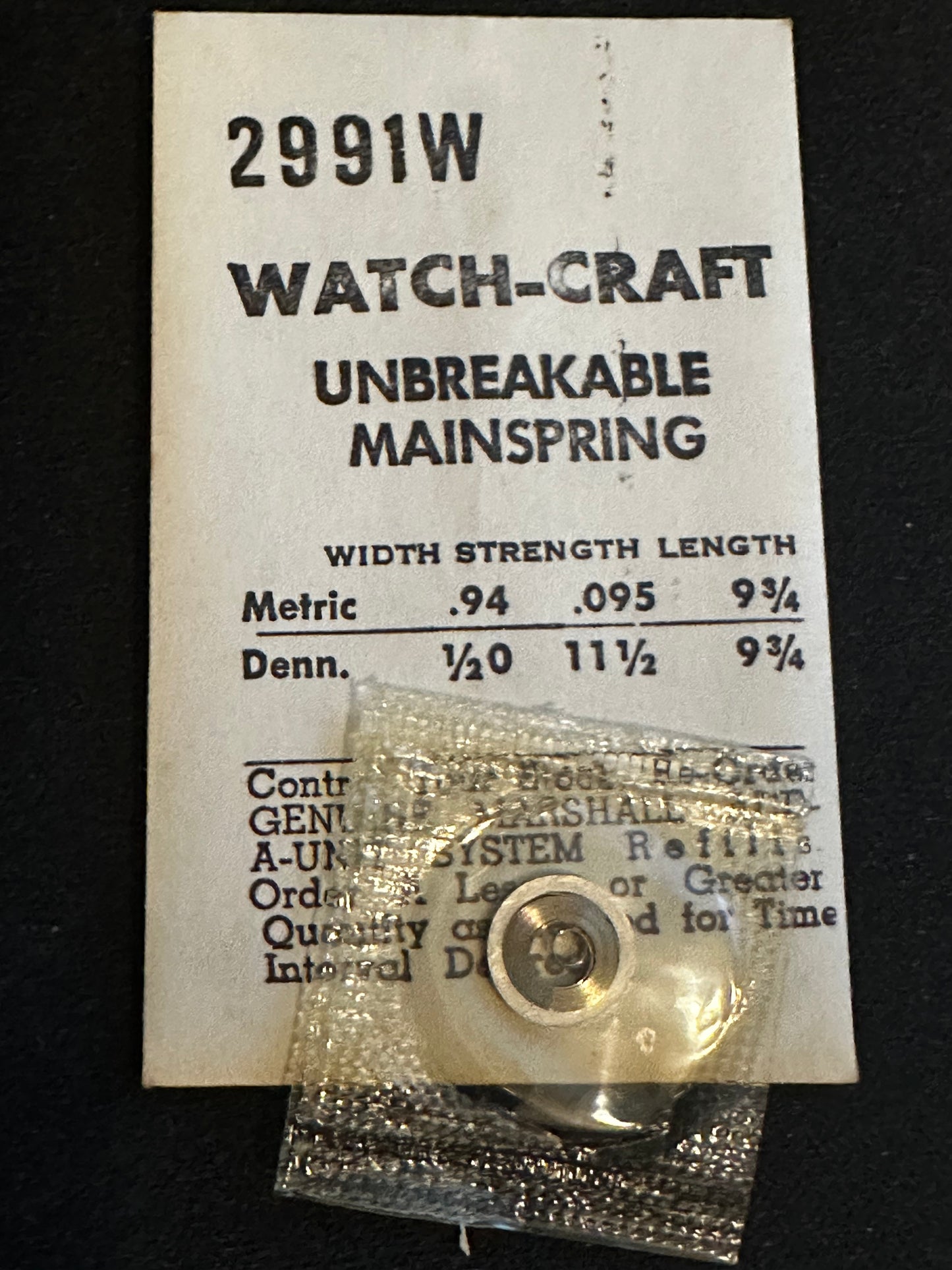 WATCH-CRAFT Mainspring 2991W for Gruen 833, Rolex 250 (size O), 355 - Alloy