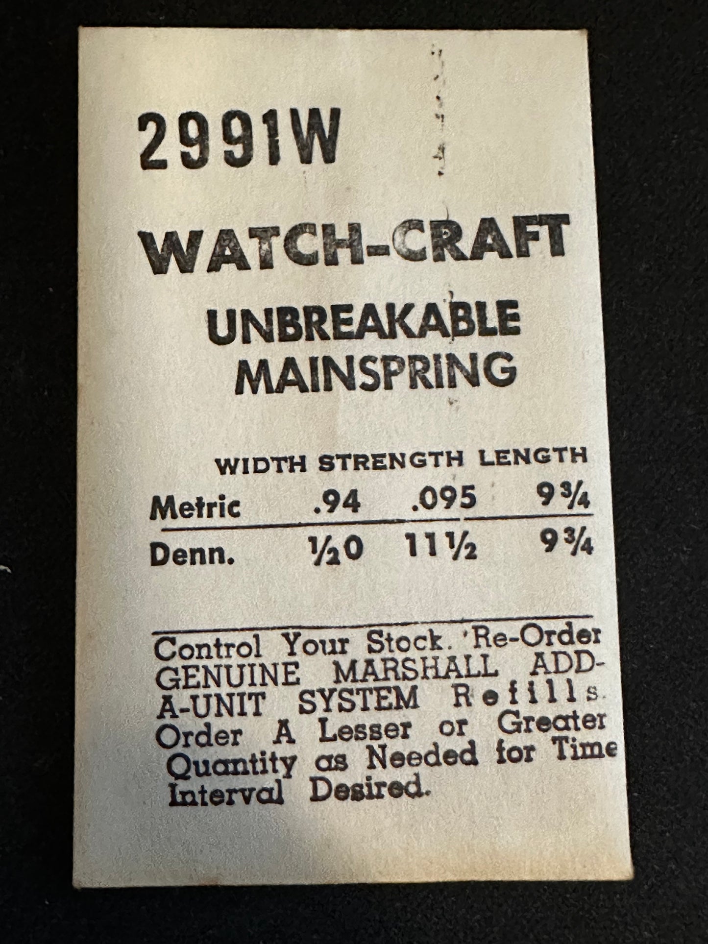 WATCH-CRAFT Mainspring 2991W for Gruen 833, Rolex 250 (size O), 355 - Alloy
