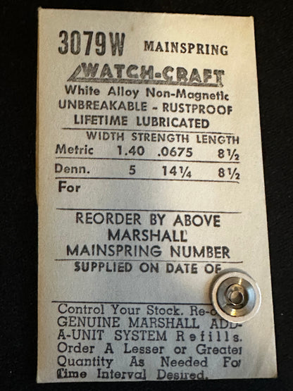 WATCH-CRAFT Mainspring 3079W for Dugena 802, 803, Kasper 1100, 1110 - Alloy