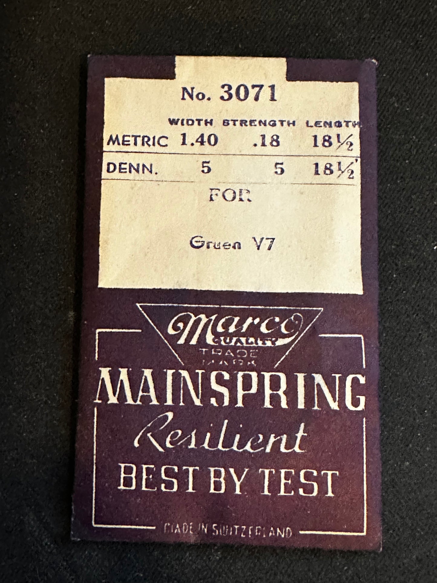 Marco Mainspring #3071 for Gruen Veri Thin caliber V7 Pocket Watches - Steel