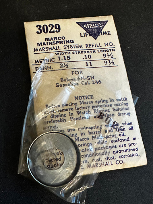 Marco Mainspring #3029 for Bulova 6N, 6SN, Sonceboz 246 - Steel