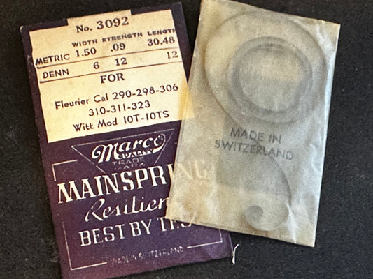 Marco Mainspring #3092 for Wittnauer 10T, 10TS, 52, ETA 865, 871, FEF 170, Rolex 10½H  - Steel