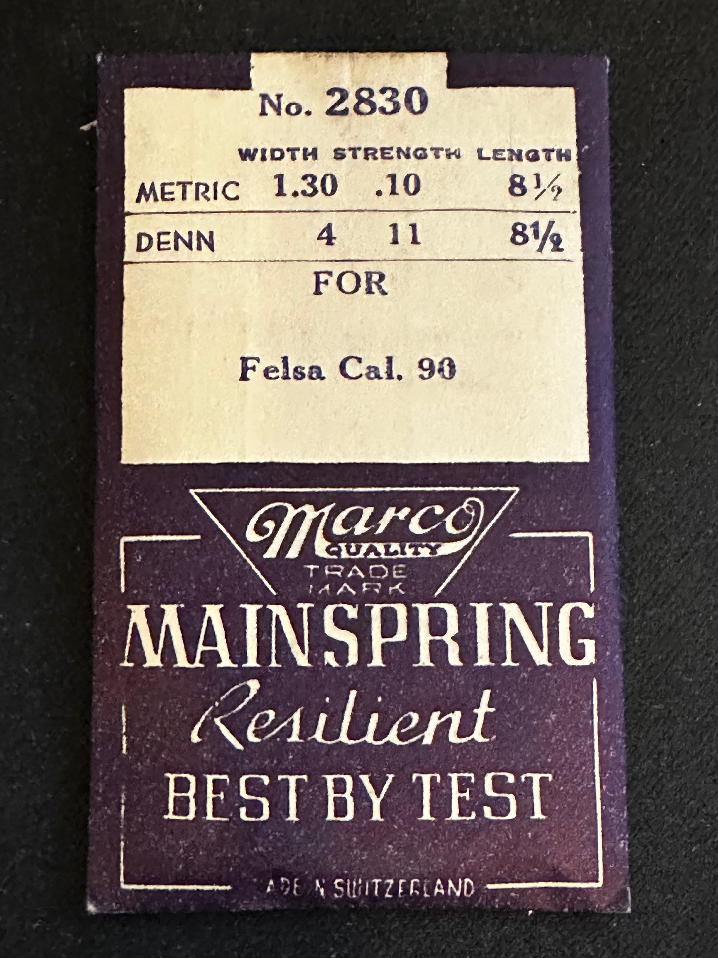 Marco Mainspring #2830 for Felsa caliber 99 - Steel