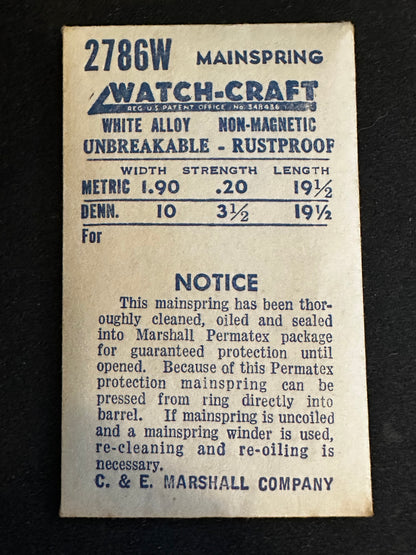 WATCH-CRAFT Mainspring 2786W for Hanhart caliber 35 Timer - Alloy