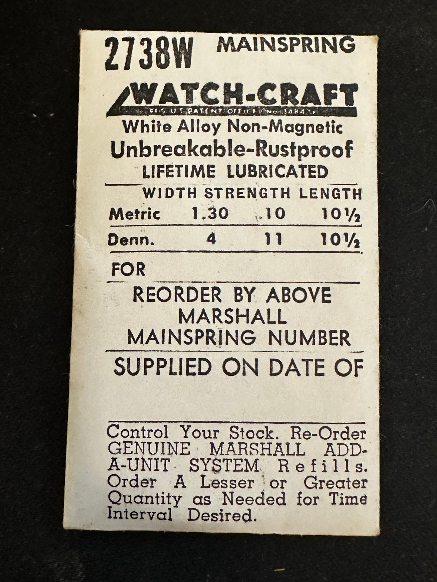 WATCH-CRAFT Mainspring 2738W for Kurth 25-451, GSW 23.7 - Alloy
