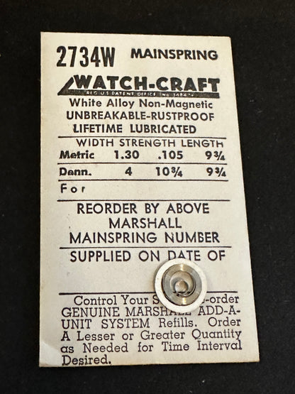 WATCH-CRAFT Mainspring 2734W for AS 345, 364, 375, 388, 392, 411, 574, 902 -Alloy