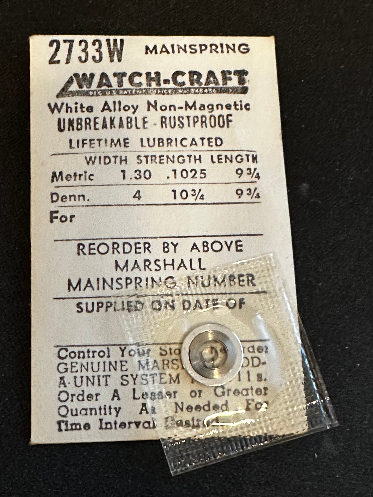 WATCH-CRAFT Mainspring 2733W for Peseux 140, Movado 53, 54, 65, 57, 58 - Alloy