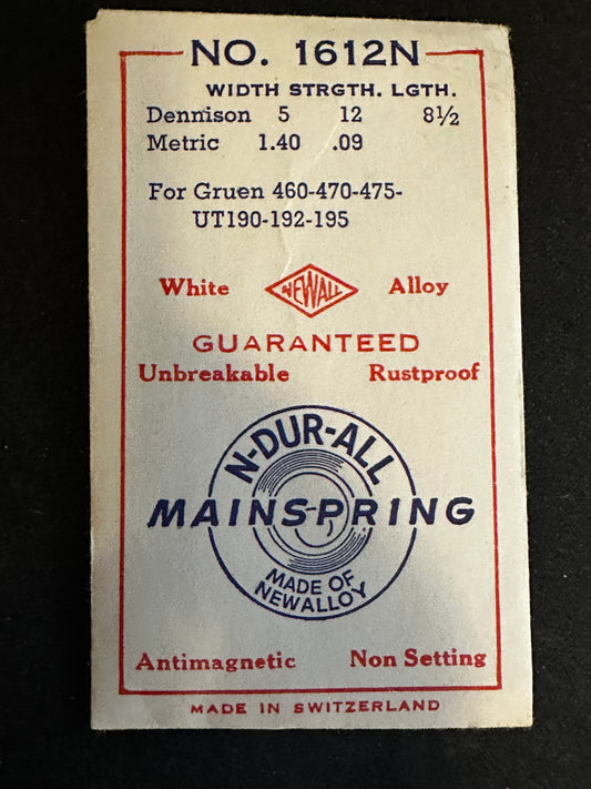 NEWALL Mainspring #1612N for Gruen 460, 470, 475, Unitas 190, 192, 195 - Alloy