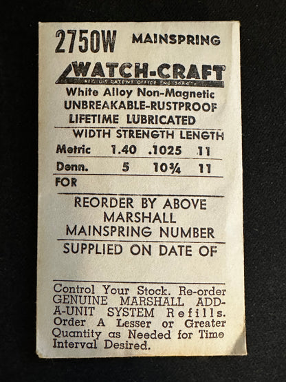 WATCH-CRAFT Mainspring 2750W for Wittnauer Caliber 11AR & 11ARK - Alloy
