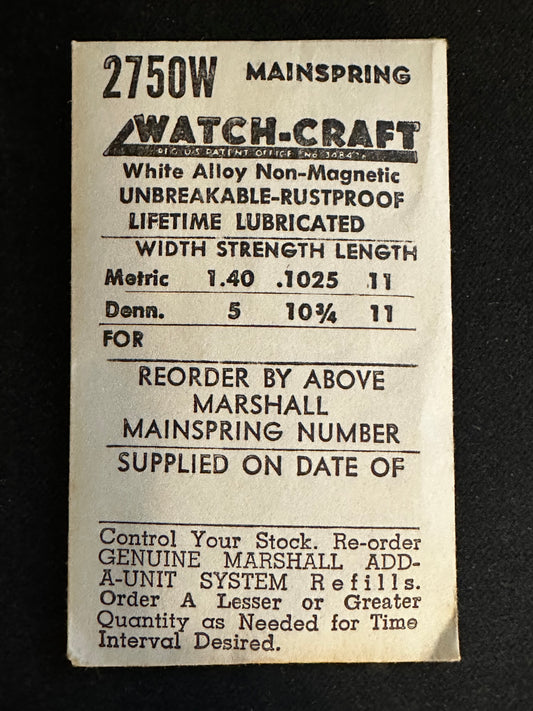 WATCH-CRAFT Mainspring 2750W for Wittnauer Caliber 11AR & 11ARK - Alloy