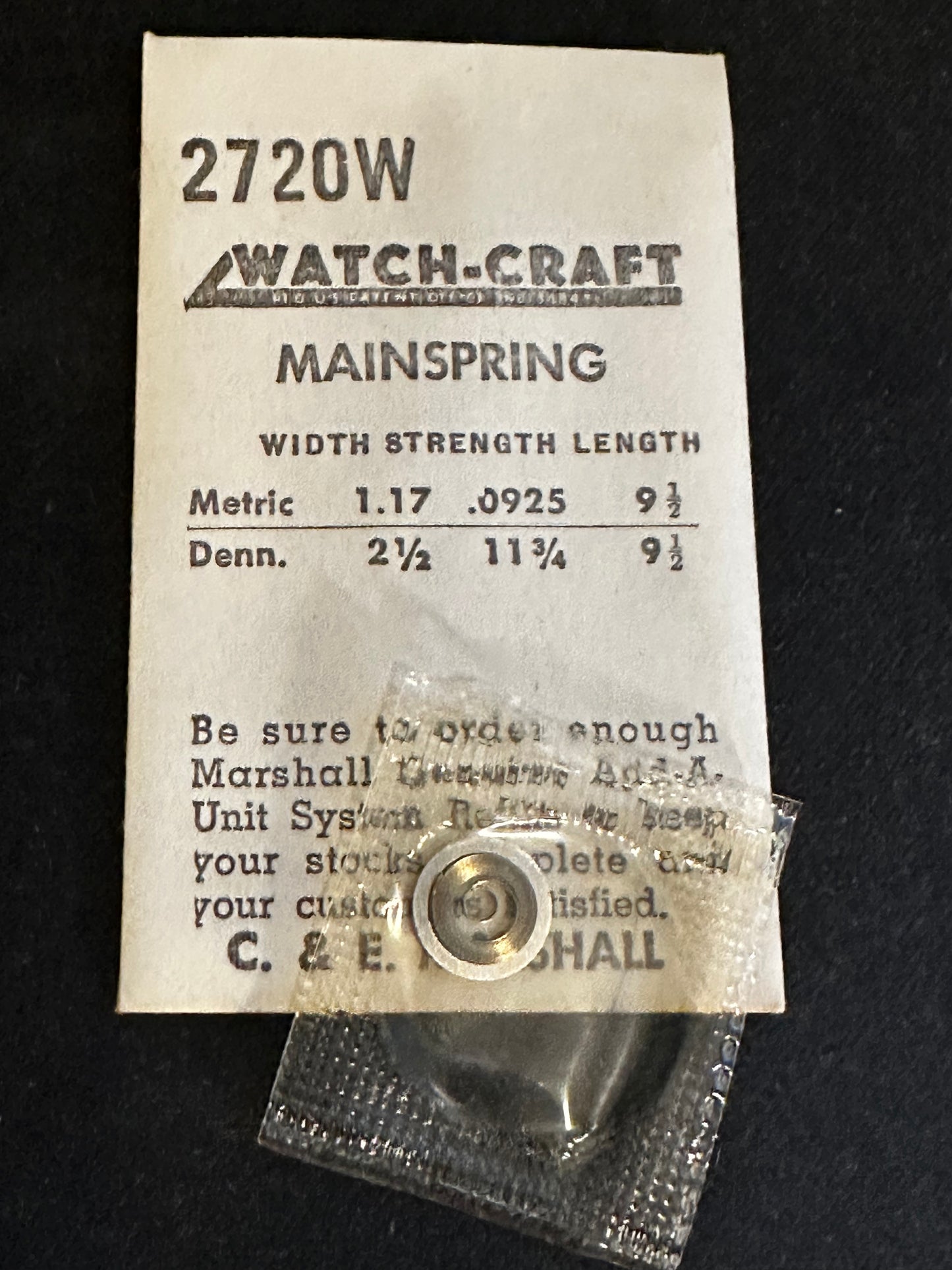 WATCH-CRAFT Mainspring 2720W for ETA caliber 980, 984 - Alloy