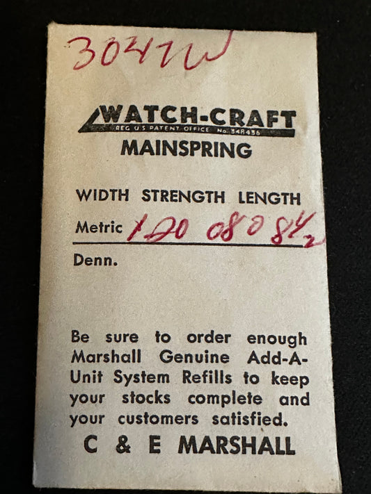 WATCH-CRAFT Mainspring 3047W for MST 288, 299, Otero 37, 39, 137, 139, 391, 1371, 1391 - Alloy