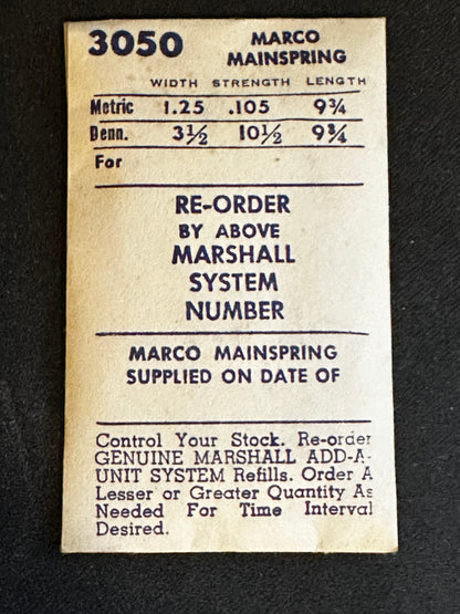 Marco Mainspring #3050 for Admiral 174, Reconvilier 174, Marc Favre 126 - Steel