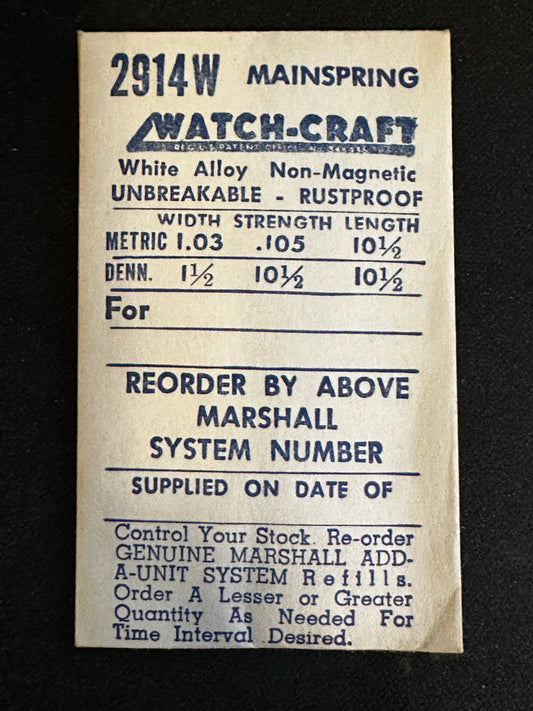 WATCH-CRAFT Mainspring 2914W for Gruen Curvex caliber 370 - Alloy