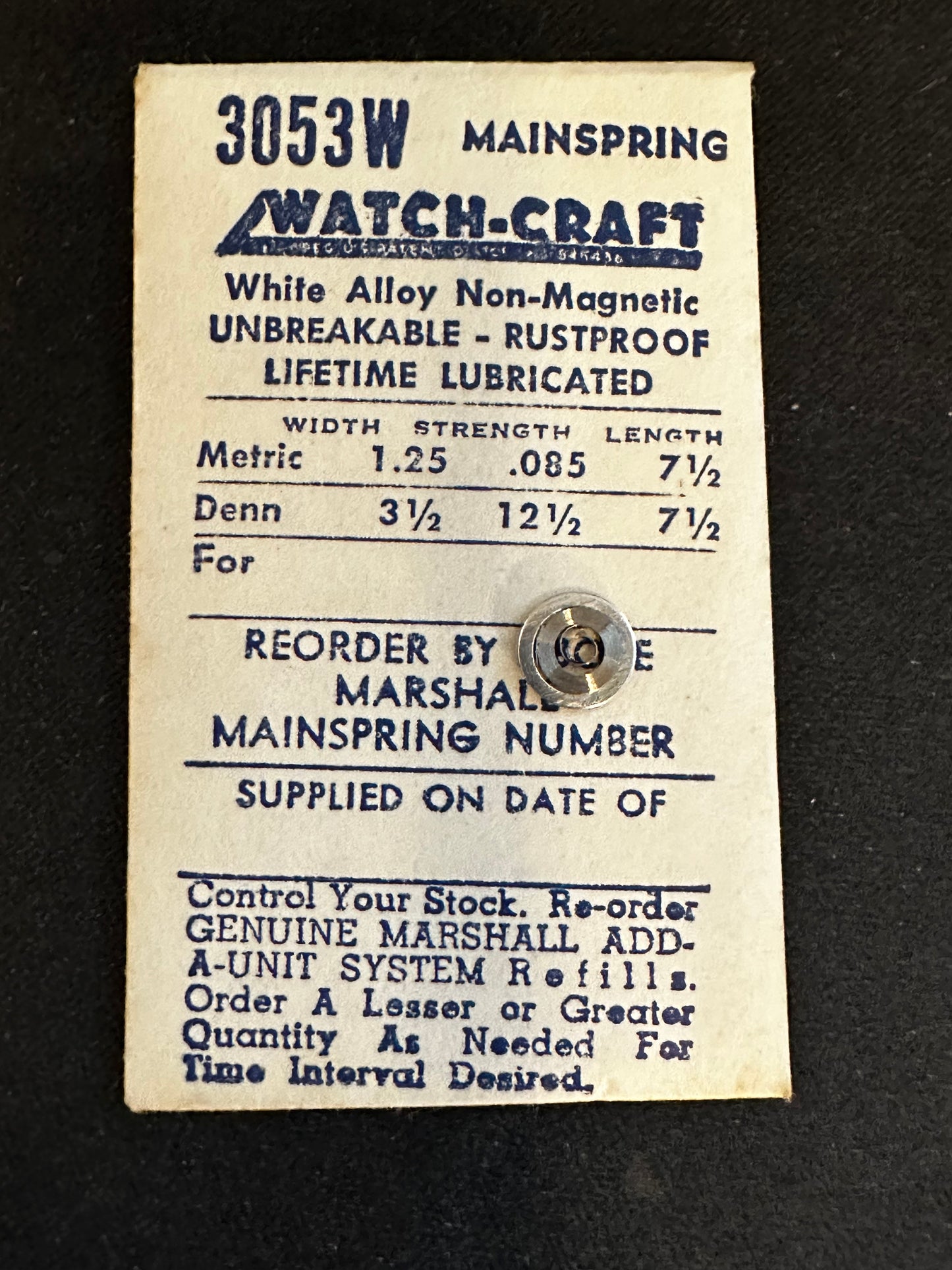 WATCH-CRAFT Mainspring 3053W for Gruen 139, M. Favre 139, Unitas 192 - Alloy