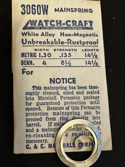 WATCH-CRAFT Mainspring 3060W for Junghans 85, Ingraham 85 - Alloy