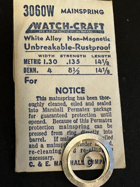 WATCH-CRAFT Mainspring 3060W for Junghans 85, Ingraham 85 - Alloy