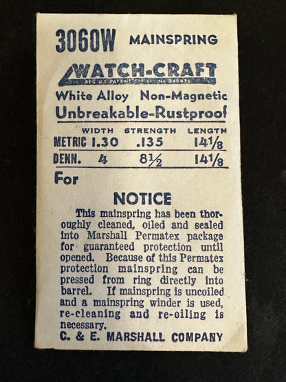 WATCH-CRAFT Mainspring 3060W for Junghans 85, Ingraham 85 - Alloy