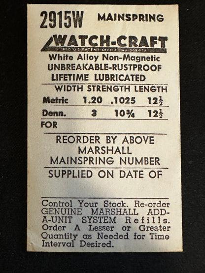 WATCH-CRAFT Mainspring 2915W for Tavannes 067, 068, 074, 174 - Alloy
