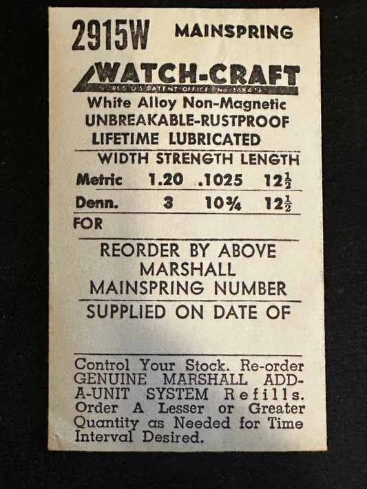 WATCH-CRAFT Mainspring 2915W for Tavannes 067, 068, 074, 174 - Alloy