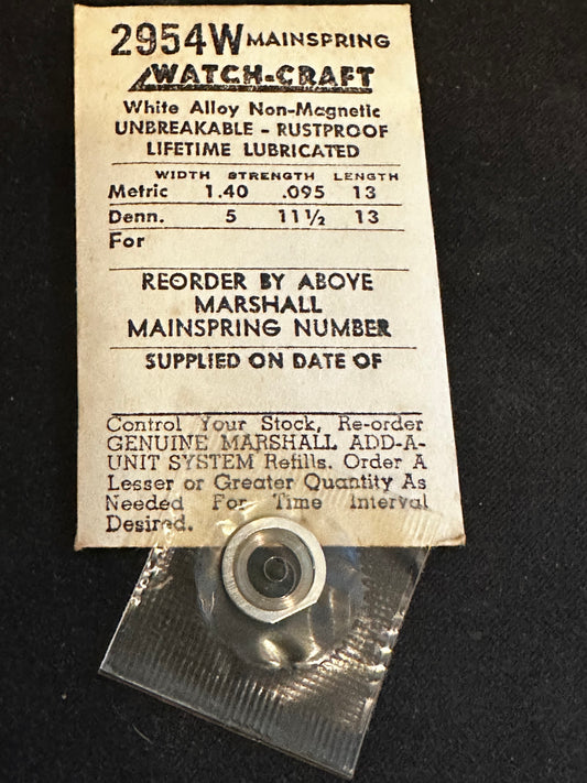 WATCH-CRAFT Mainspring 2954W for Font 81, 81-2, Longines 11.84, Gruen 570, PUW 54 - Alloy