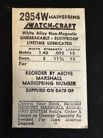 WATCH-CRAFT Mainspring 2954W for Font 81, 81-2, Longines 11.84, Gruen 570, PUW 54 - Alloy
