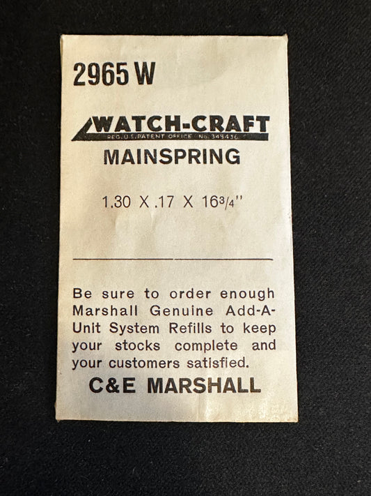 WATCH-CRAFT Mainspring 2965W for AS 1058, 1065, 1069, 1136, Concord 178, Movado 627 - Alloy