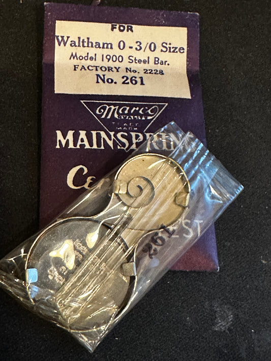 Marco Mainspring #261 for 0s & 3/0s Waltham Factory No. 2228 - Steel