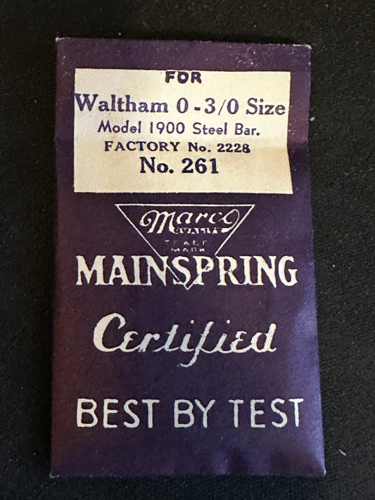 Marco Mainspring #261 for 0s & 3/0s Waltham Factory No. 2228 - Steel