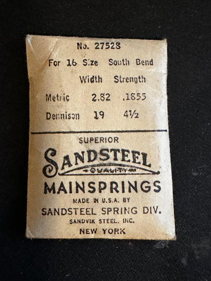 Sandsteel Mainspring - South Bend 16s No. 27528 - Steel