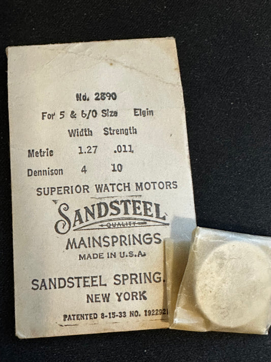 Sandsteel Mainspring for Elgin 5/0s & 6/0s Factory No. 2890 - Steel