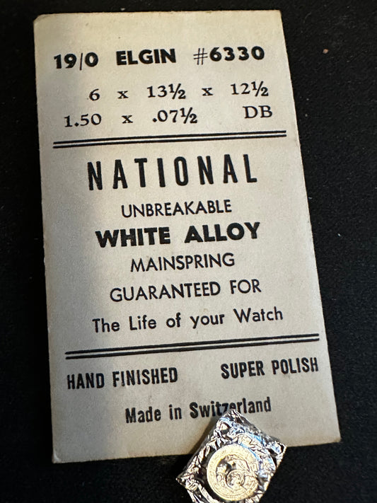 National Unbreakable Mainspring for Elgin 19/0 No. 6330 - Alloy