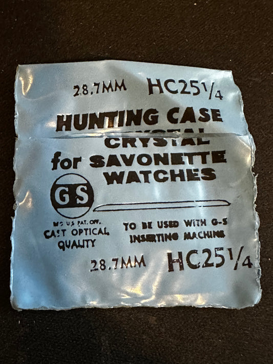 GS HC 25¼ Hunting Case Pocket Watch Crystal 28.7mm - New