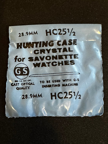 GS HC 25½ Hunting Case Pocket Watch Crystal 28.9mm - New