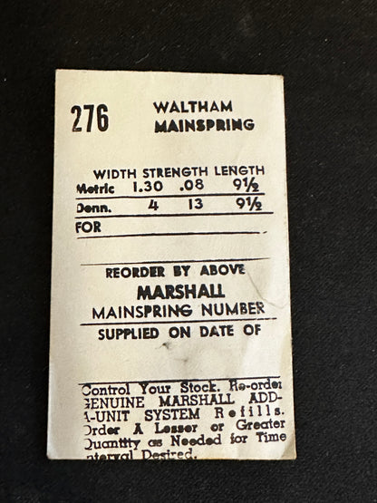 Marco Mainspring #276 for Waltham 6¾ ligne Model 678, 679 No. 2251 - Steel