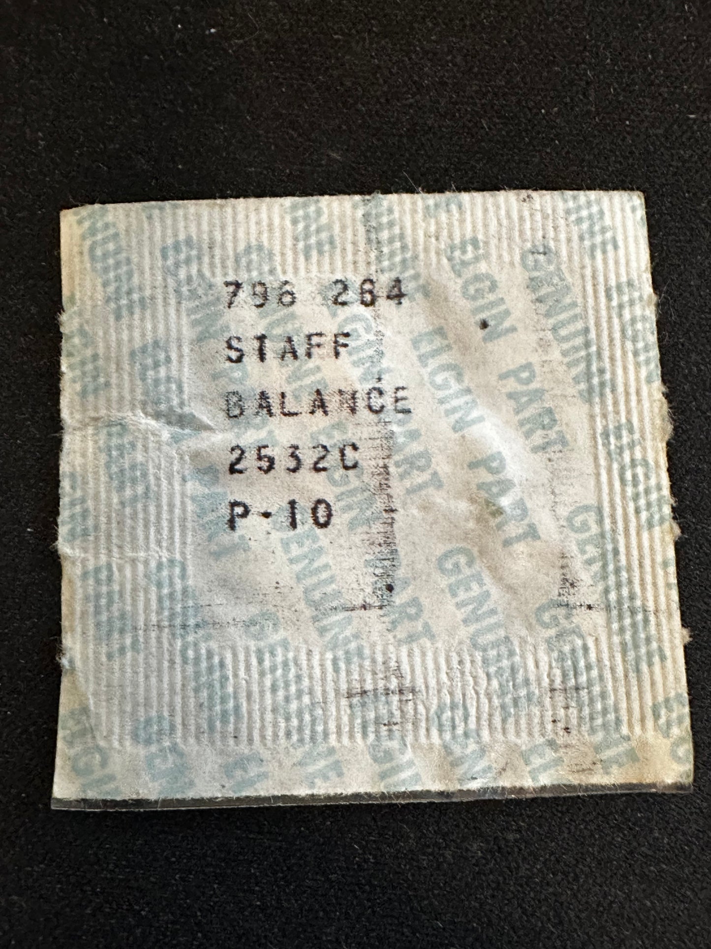 Elgin Factory Balance Staff for 16s B. W. Raymond, Pivot 10, No. 2532C