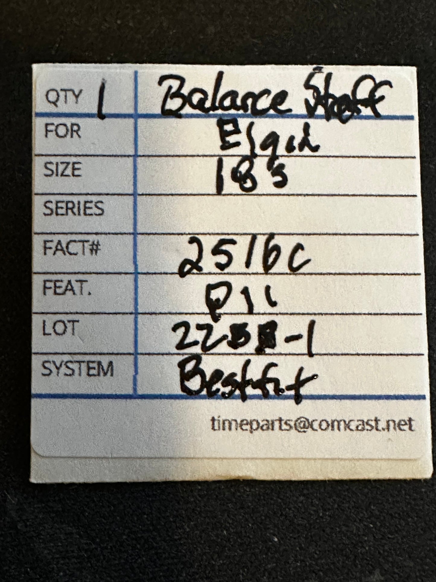 Bestfit Material Balance Staff for Elgin 18s DR, P11, No. 2516C - New