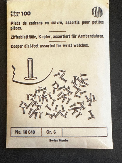 BERGEON Swiss Made Copper Dial Feet, 100 count, for Wrist Watches