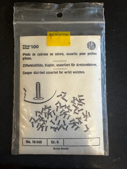 BERGEON Swiss Made Copper Dial Feet, 100 count, for Wrist Watches