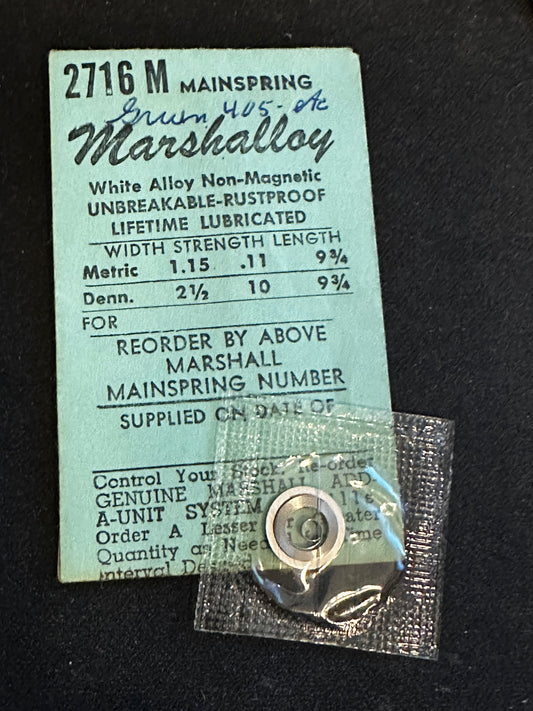 Marco Marshalloy Mainspring 2716M for Gruen 405 to 430 and Rolex 500 - Alloy