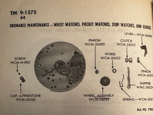 Waltham Intersetting Wheel for Waltham 6/0s Military wrist watches in factory packaging